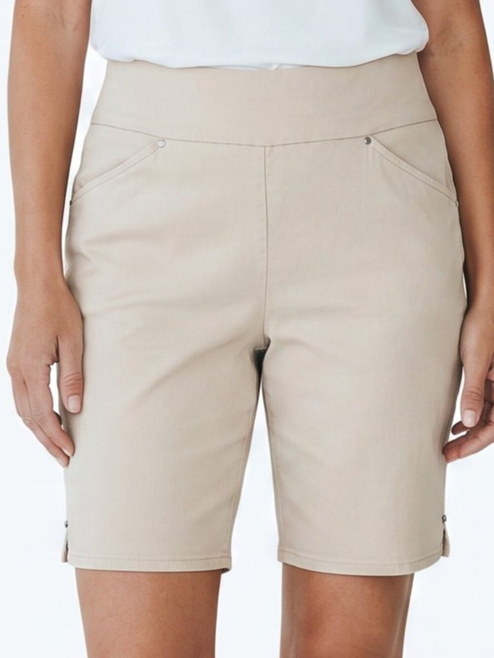 INC Tan Bermuda Pull On Flat Front Shorts with Pockets - Size 14
